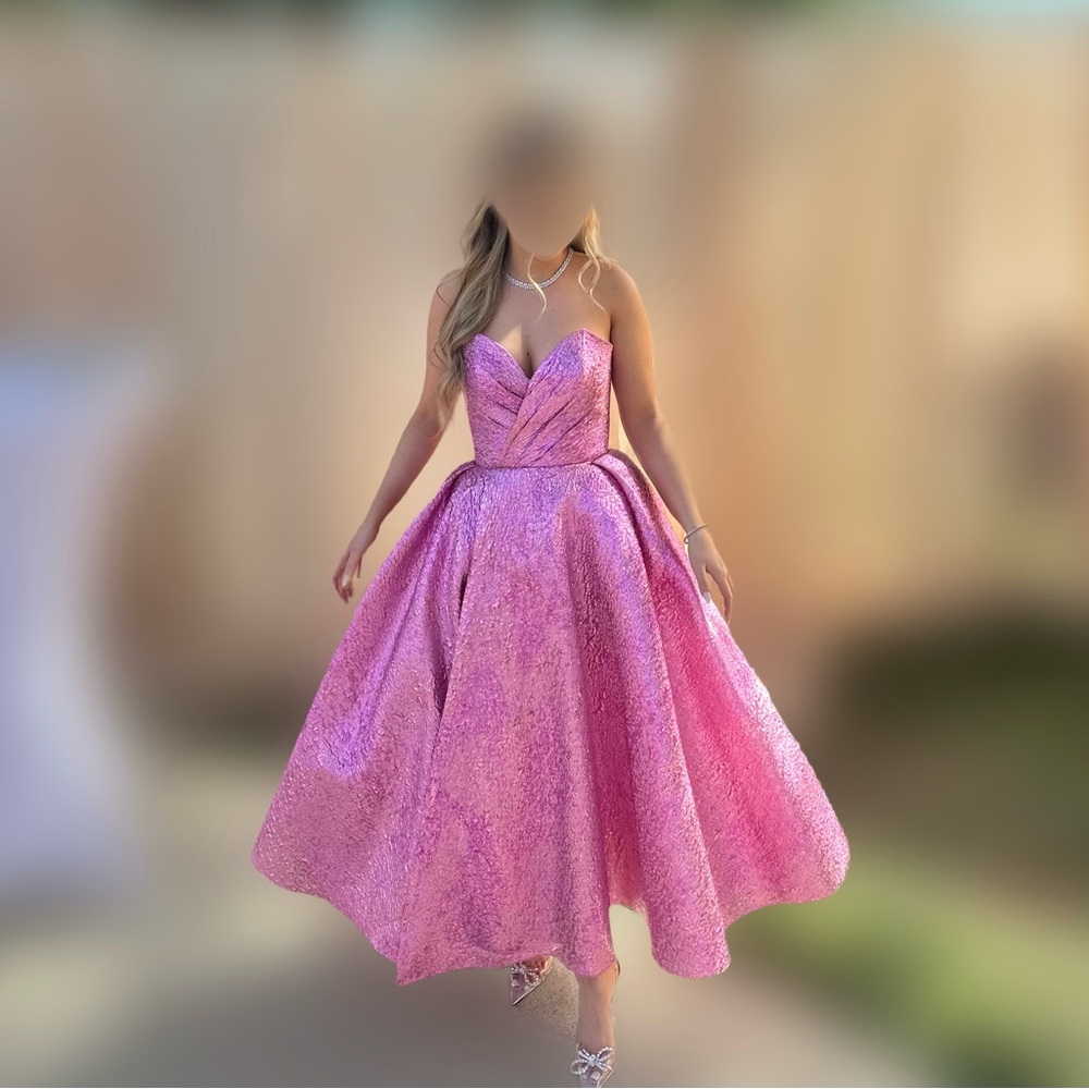Pink Strapless Midi Dress